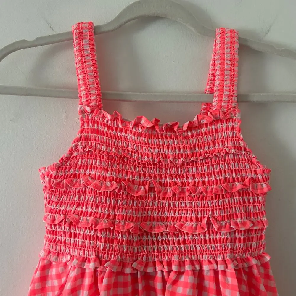 Andy & Evan Girl's Smocked Lined Check Sleeveless Sundress Medium 10 New
